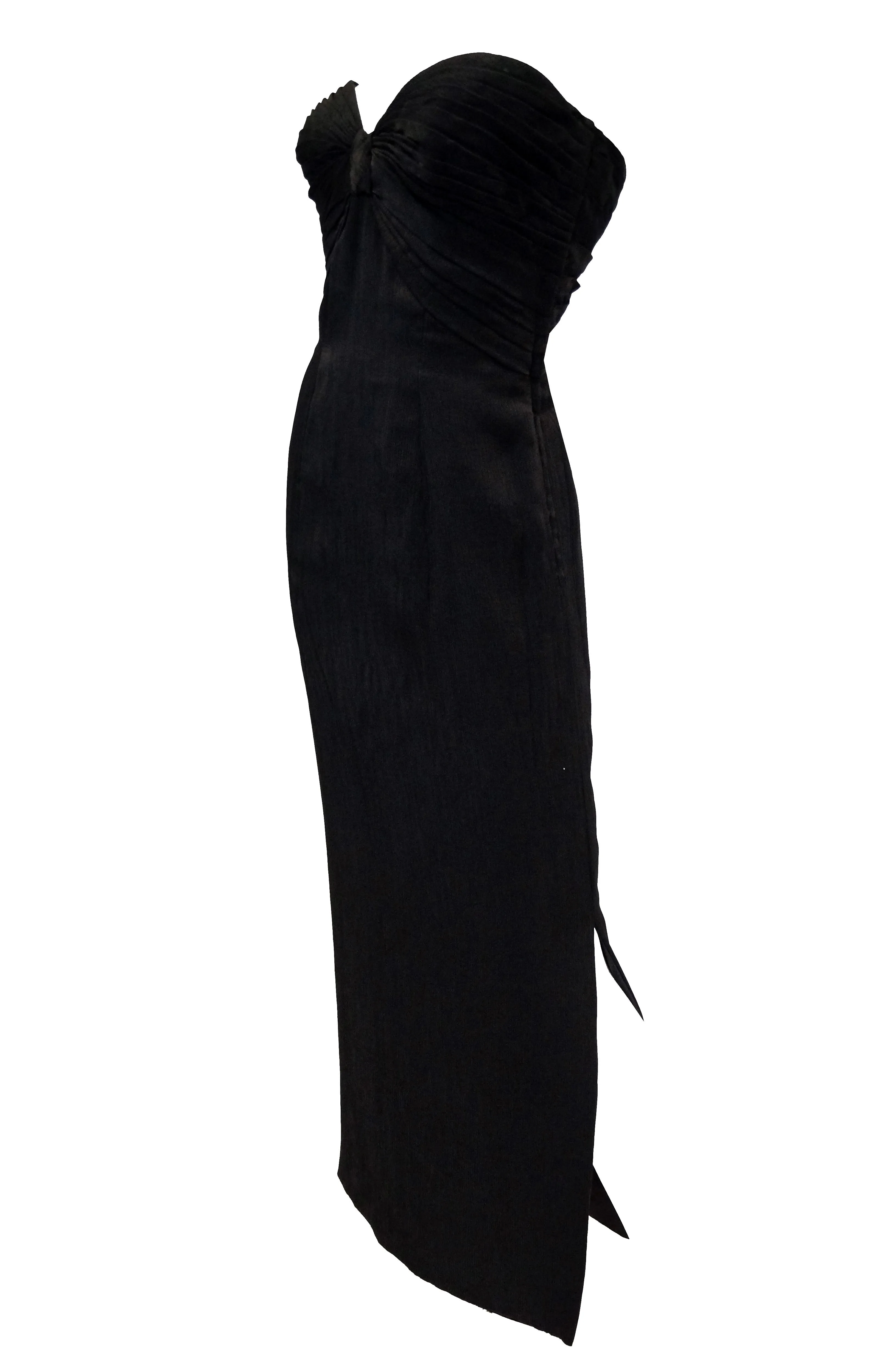 1950s Tur Zel Black Silk Sweetheart Evening Dress