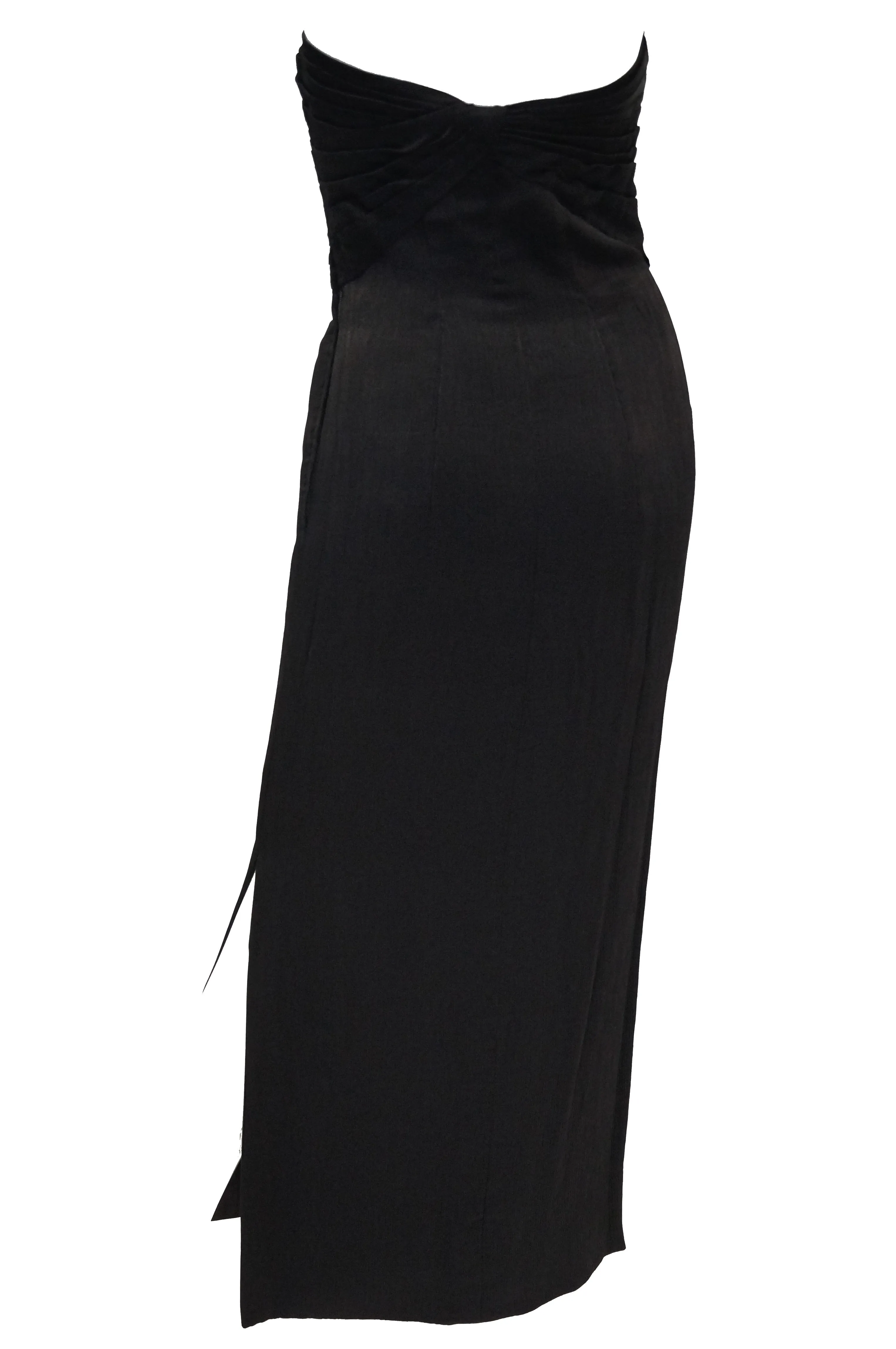 1950s Tur Zel Black Silk Sweetheart Evening Dress