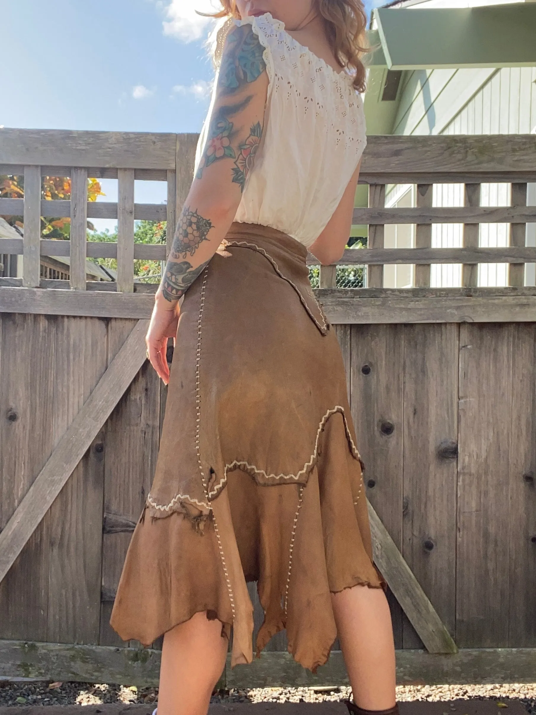 1960s Buckskin lace up Frontier skirt