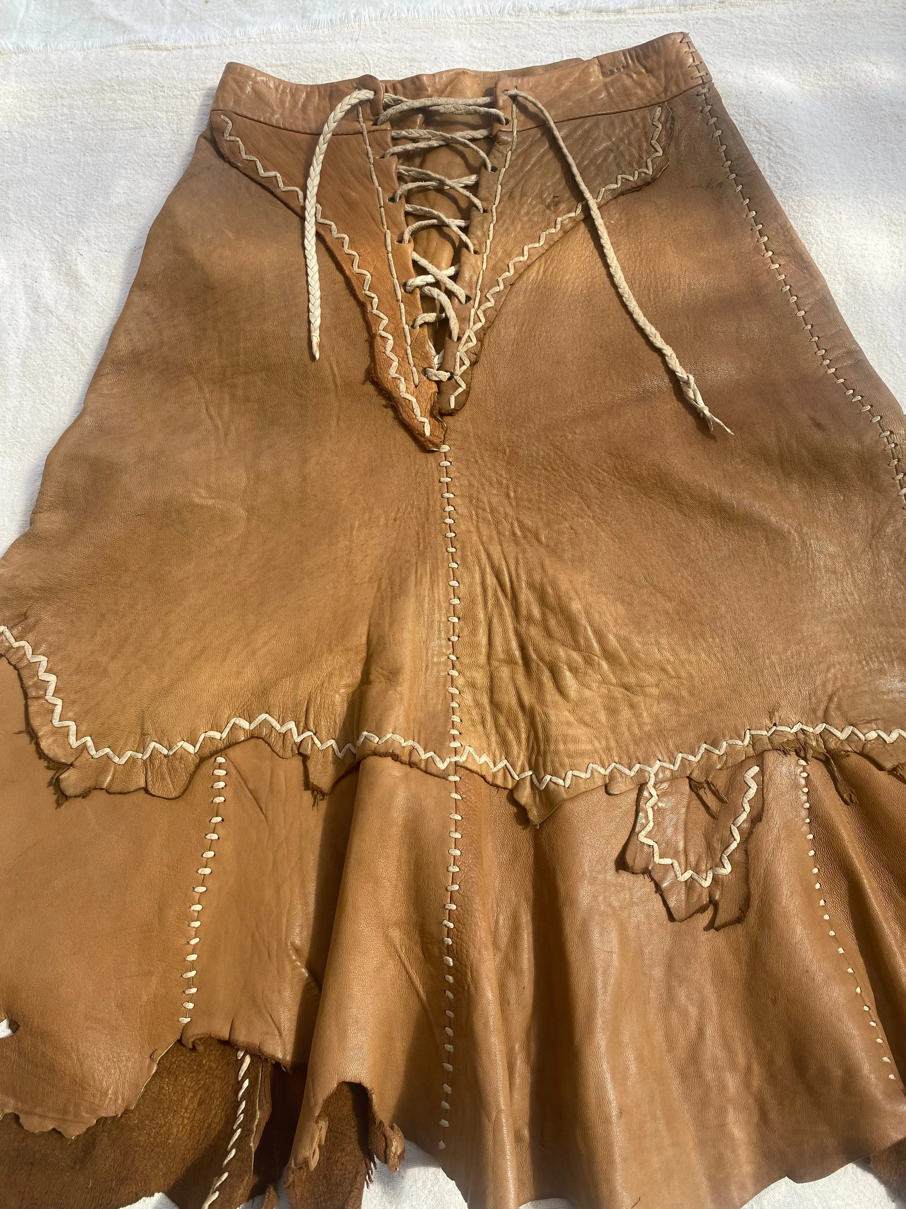 1960s Buckskin lace up Frontier skirt