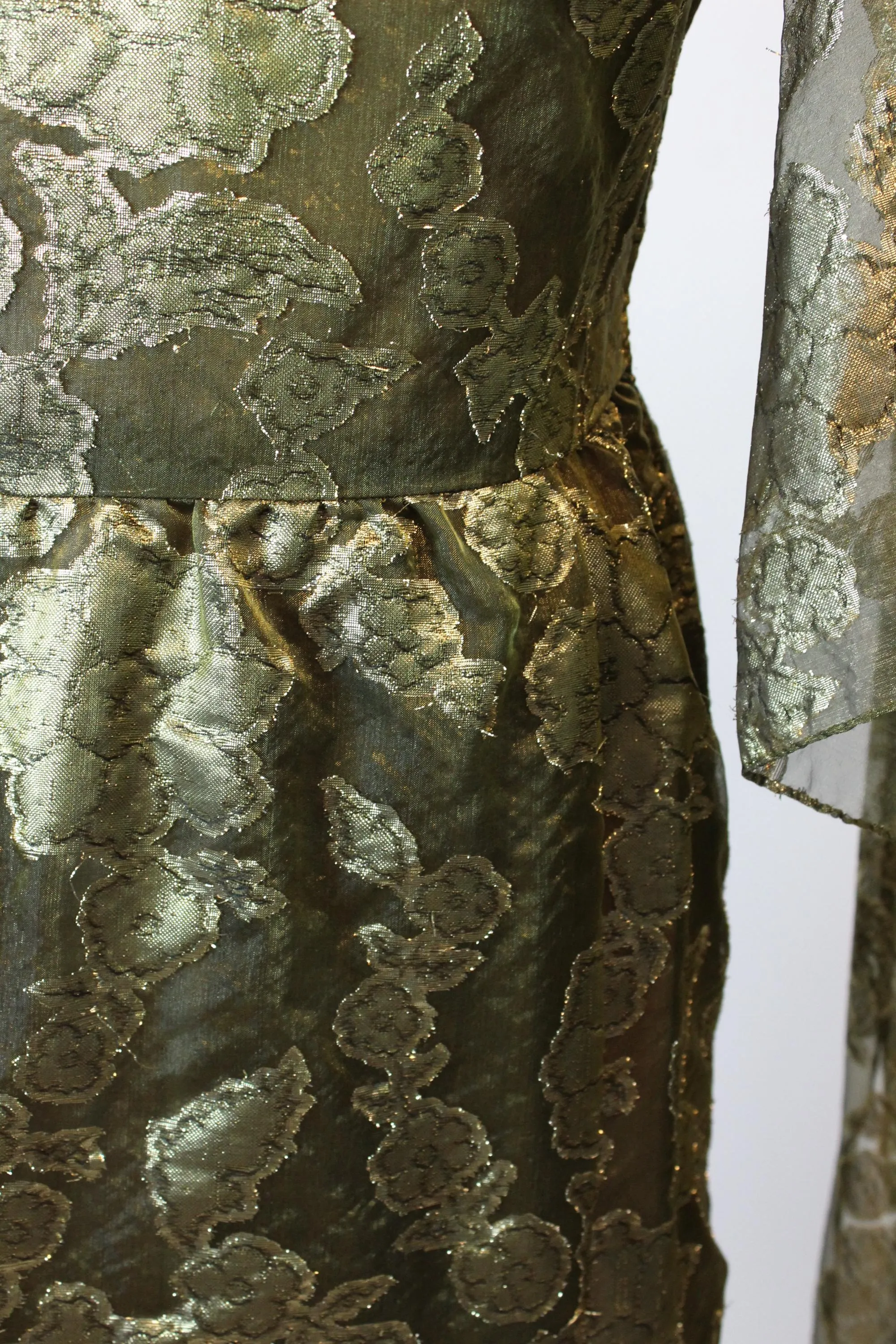 1980s PAULINE TRIGERE silk GOLD gown dress small | new fall winter