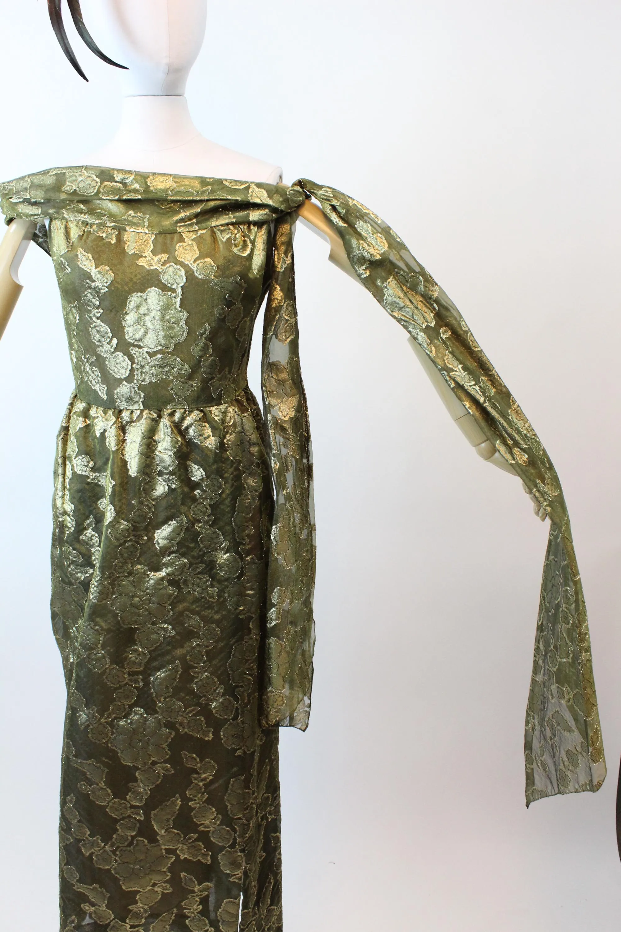 1980s PAULINE TRIGERE silk GOLD gown dress small | new fall winter