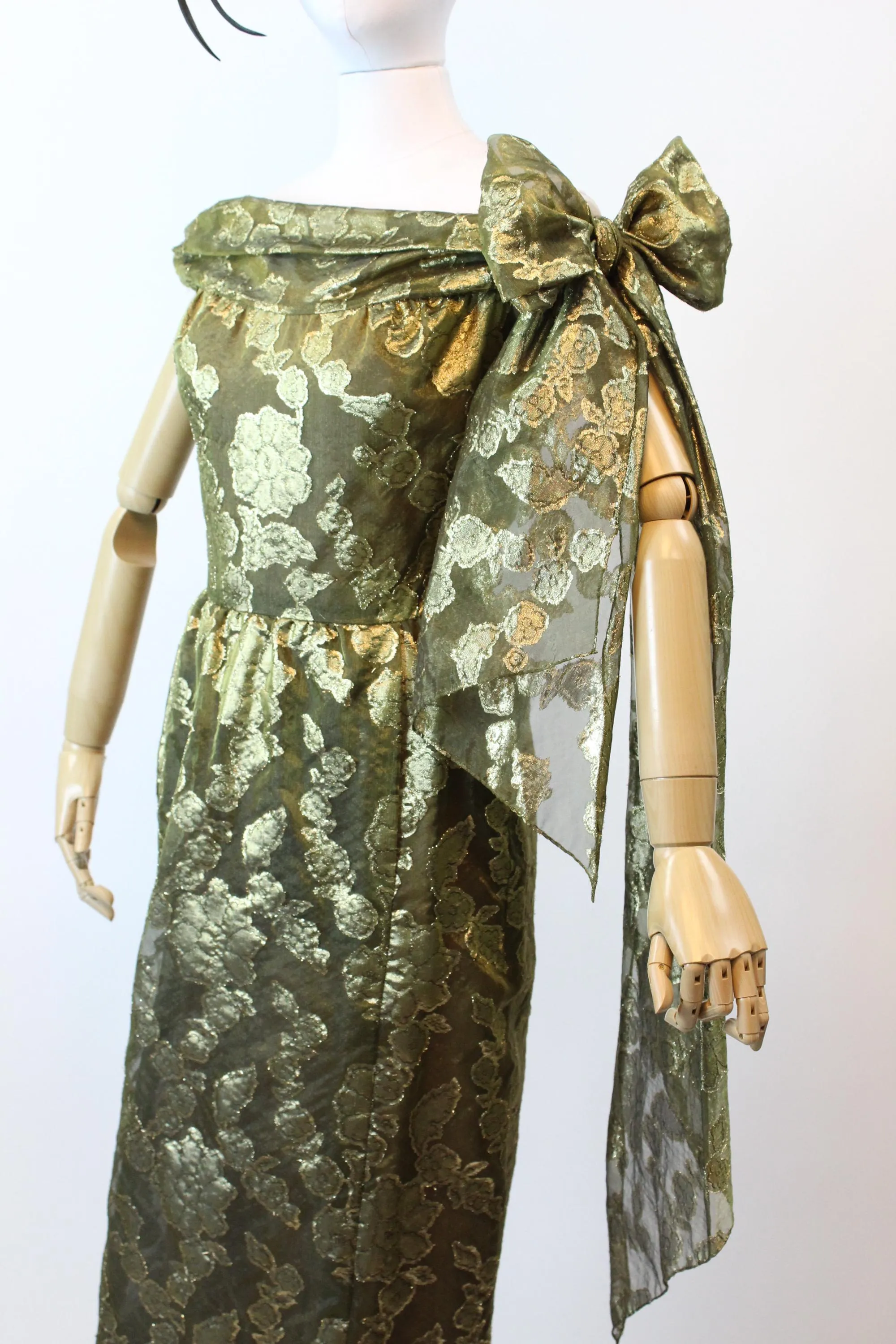 1980s PAULINE TRIGERE silk GOLD gown dress small | new fall winter