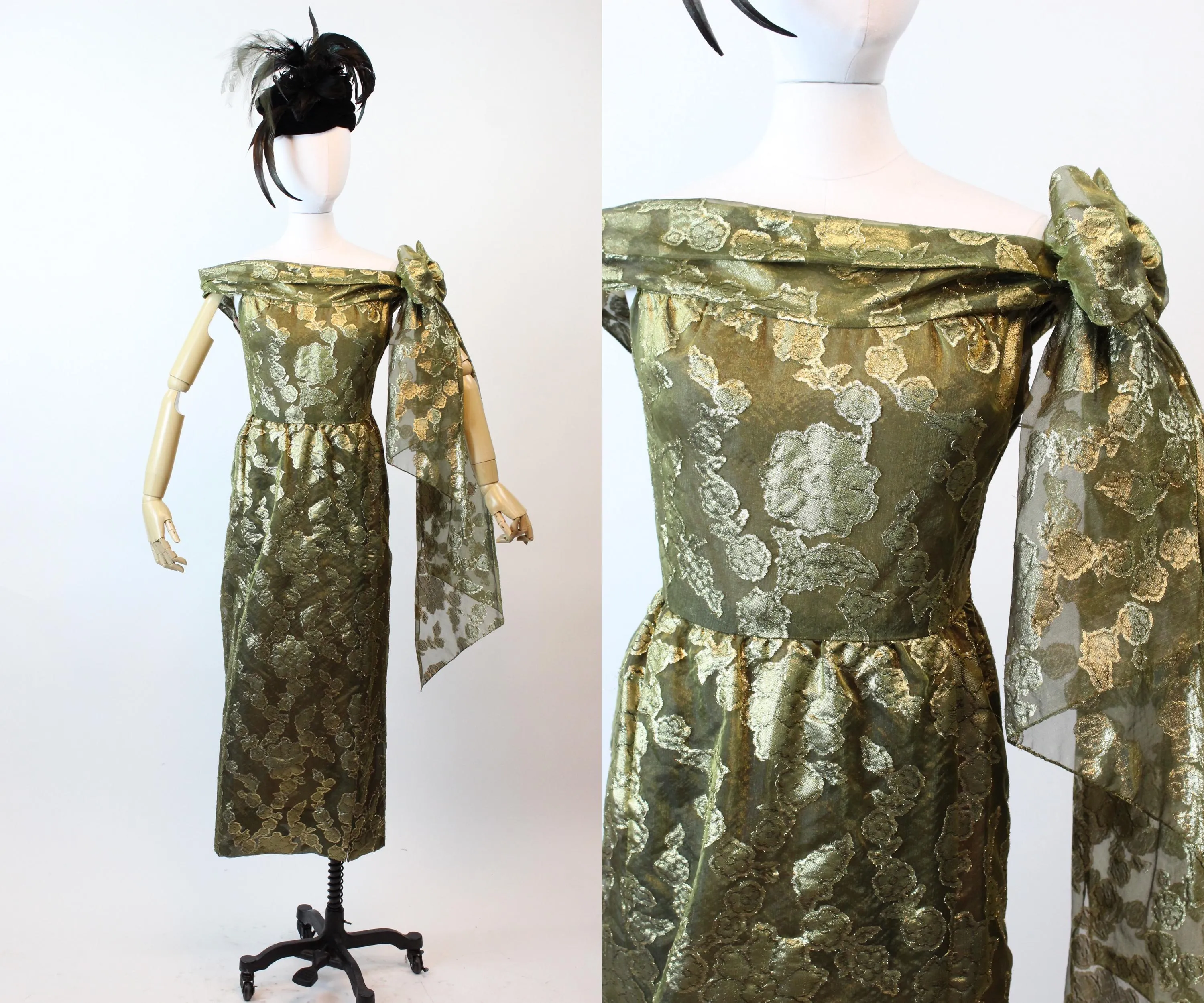 1980s PAULINE TRIGERE silk GOLD gown dress small | new fall winter