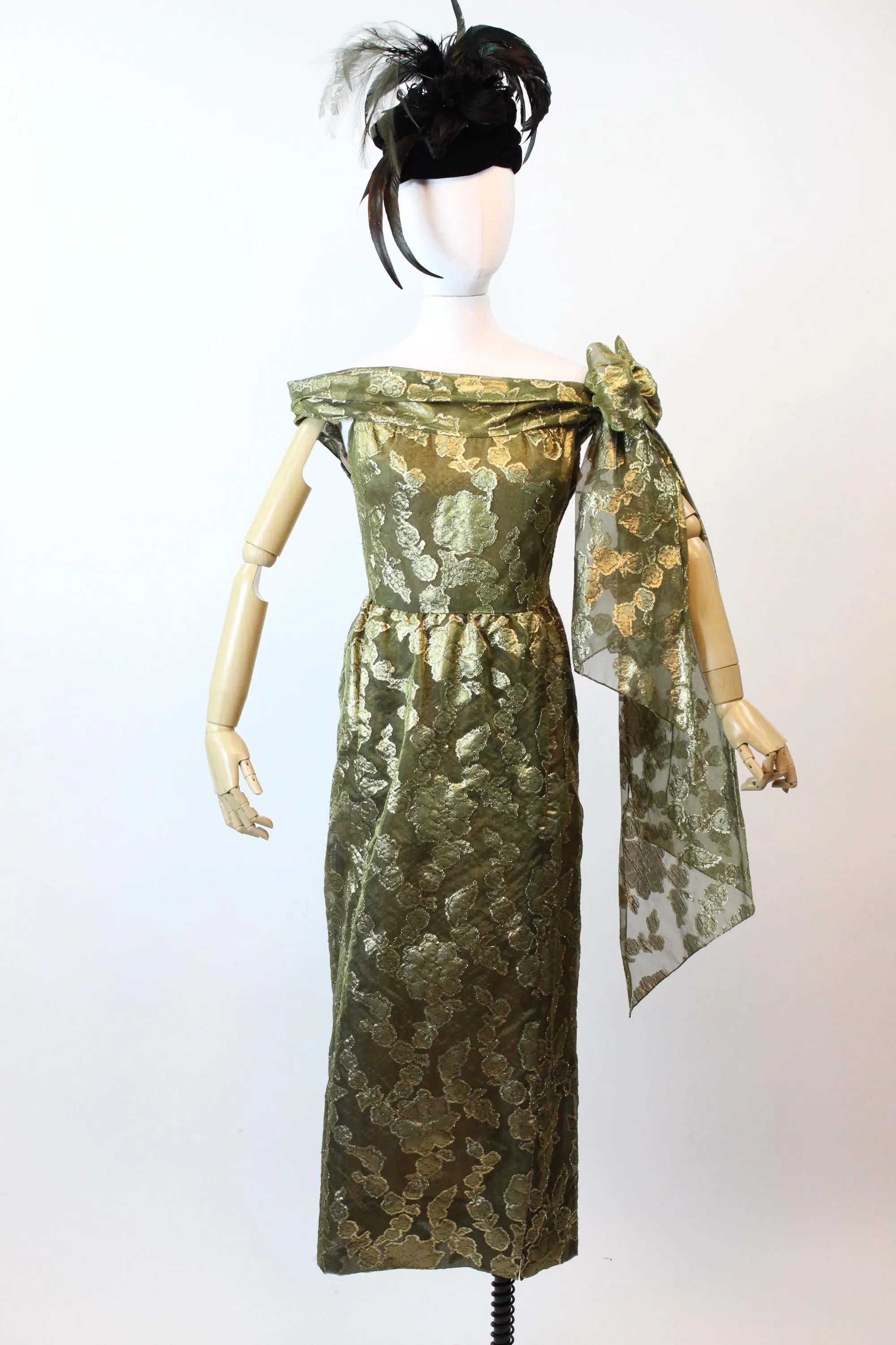 1980s PAULINE TRIGERE silk GOLD gown dress small | new fall winter