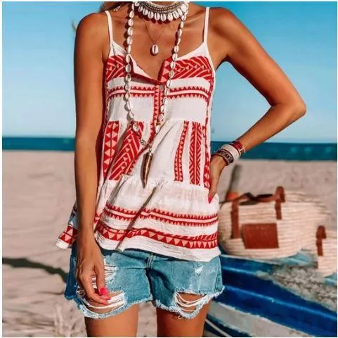 2021 New Stylish Casual Print Beach Vest Cute MP-672