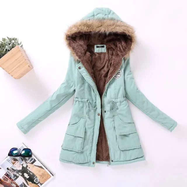 2023 winter Korean version thickened jacket large size hooded medium and long cotton clothes suede lamb wool coat cotton clothes women