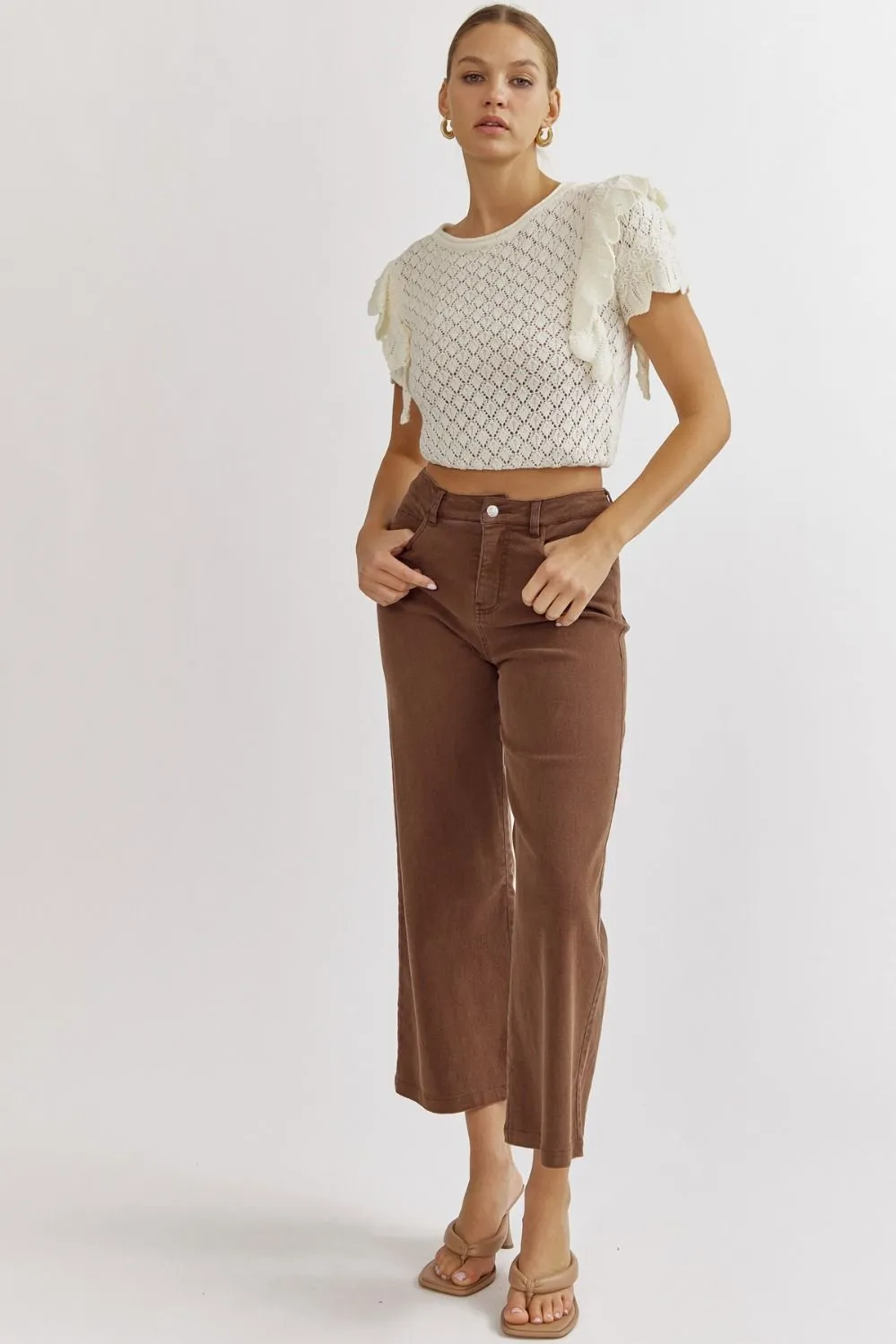 Acid Wash High Waisted Wide Leg Pants