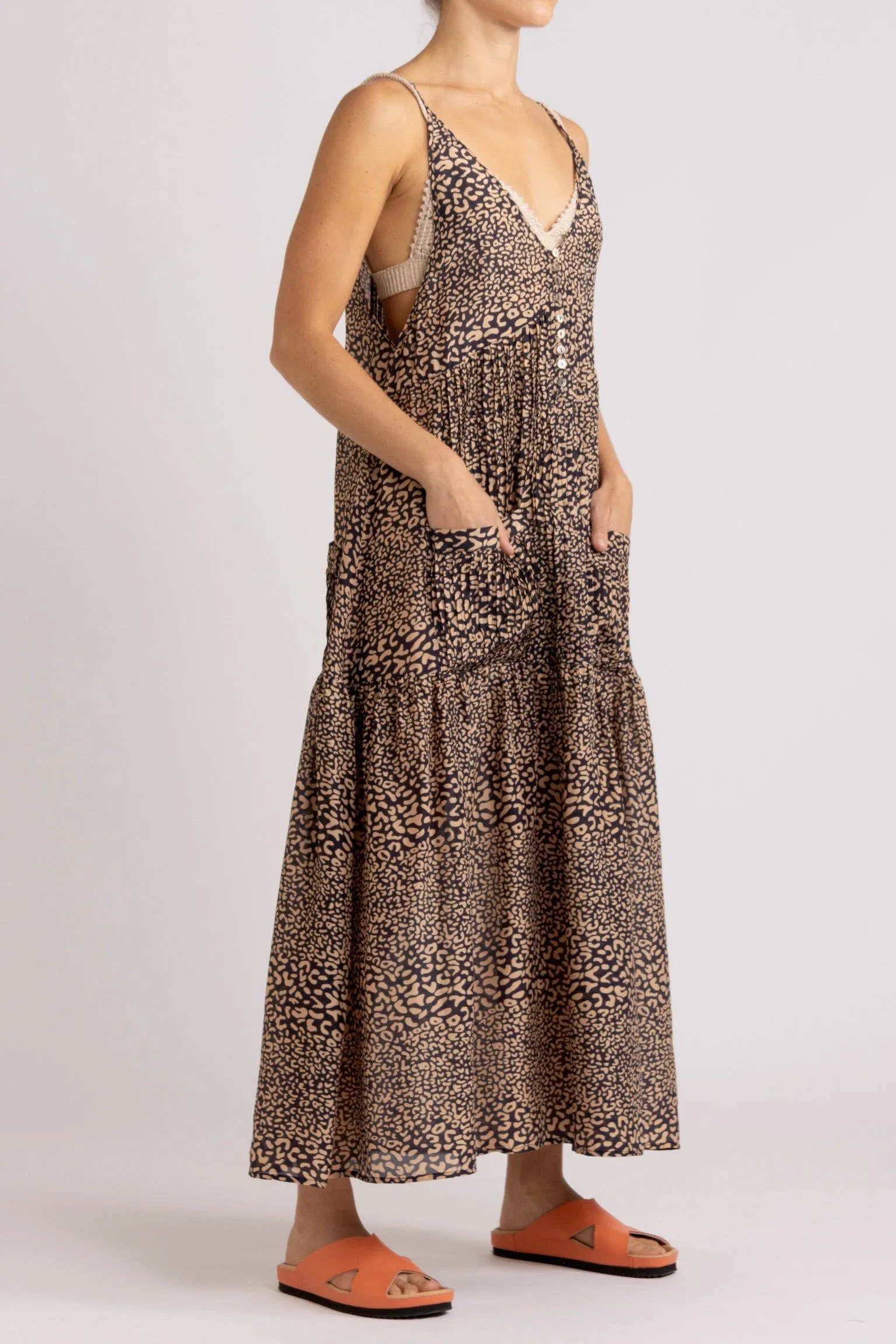 Adley Leopard Print Silk Cami Dress