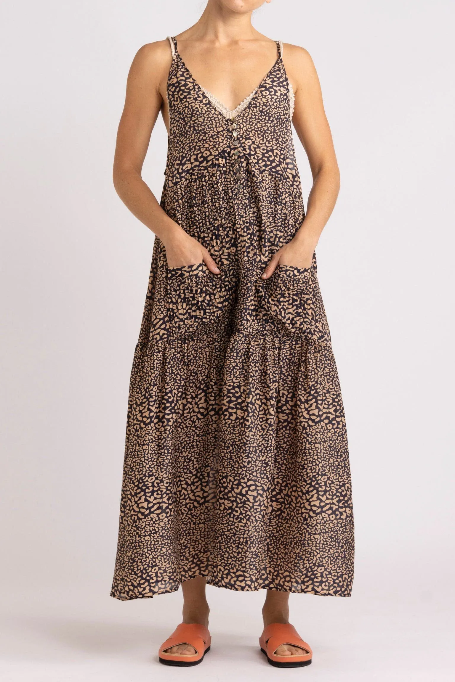 Adley Leopard Print Silk Cami Dress