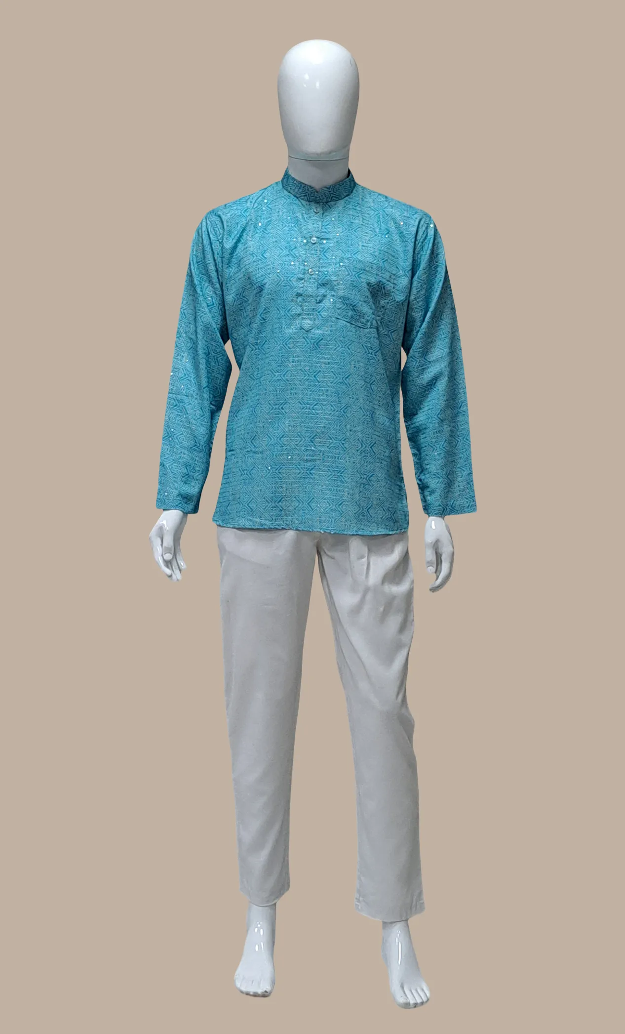 Aqua Printed Kurta Top