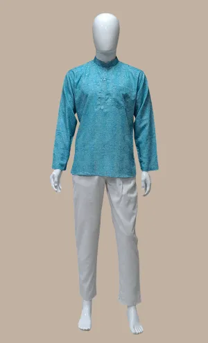 Aqua Printed Kurta Top