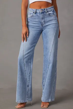 Ashleigh Blue Casual Loose Spliced Wide Leg Jeans