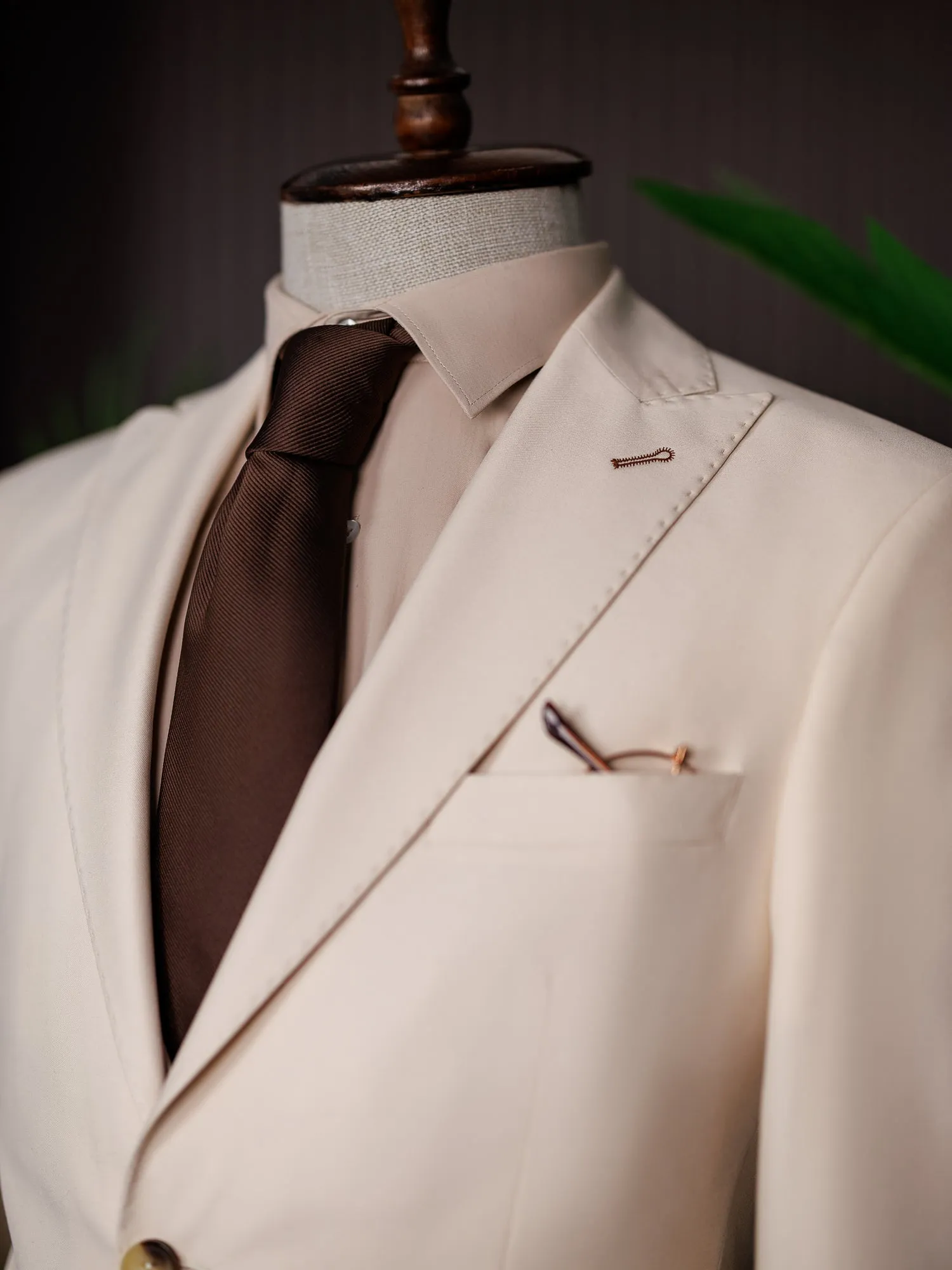 Beige Modern-Fit Suit 3-Piece