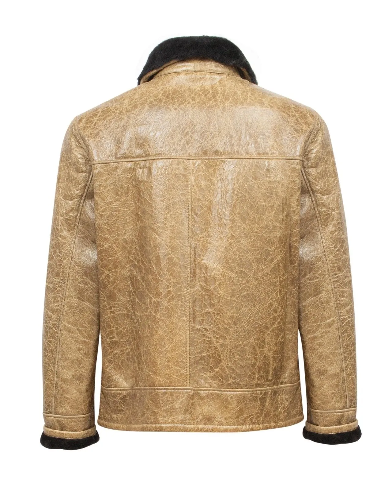 Beige Short Leather Jacket