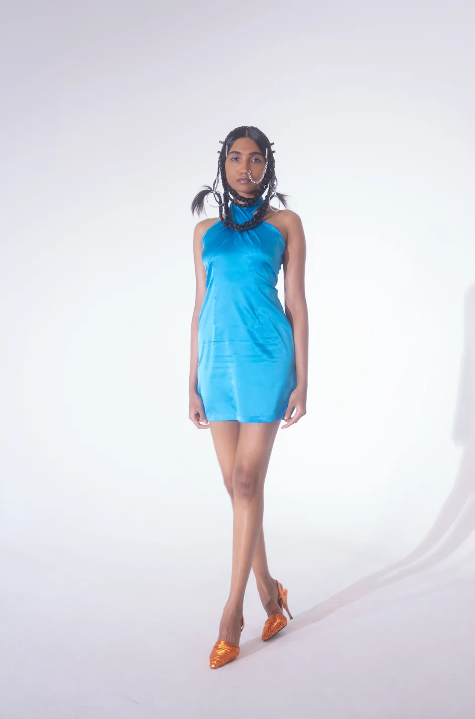 Blue Silk Wrap Dress