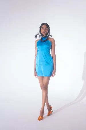 Blue Silk Wrap Dress