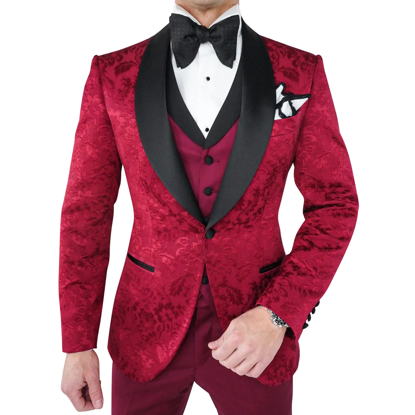 Burgundy & Black Fiore Dinner Jacket