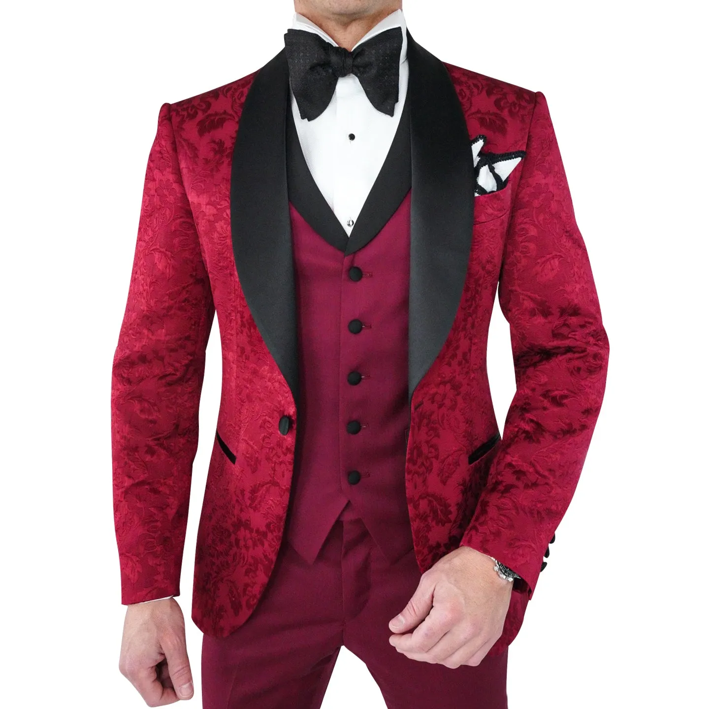 Burgundy & Black Fiore Dinner Jacket