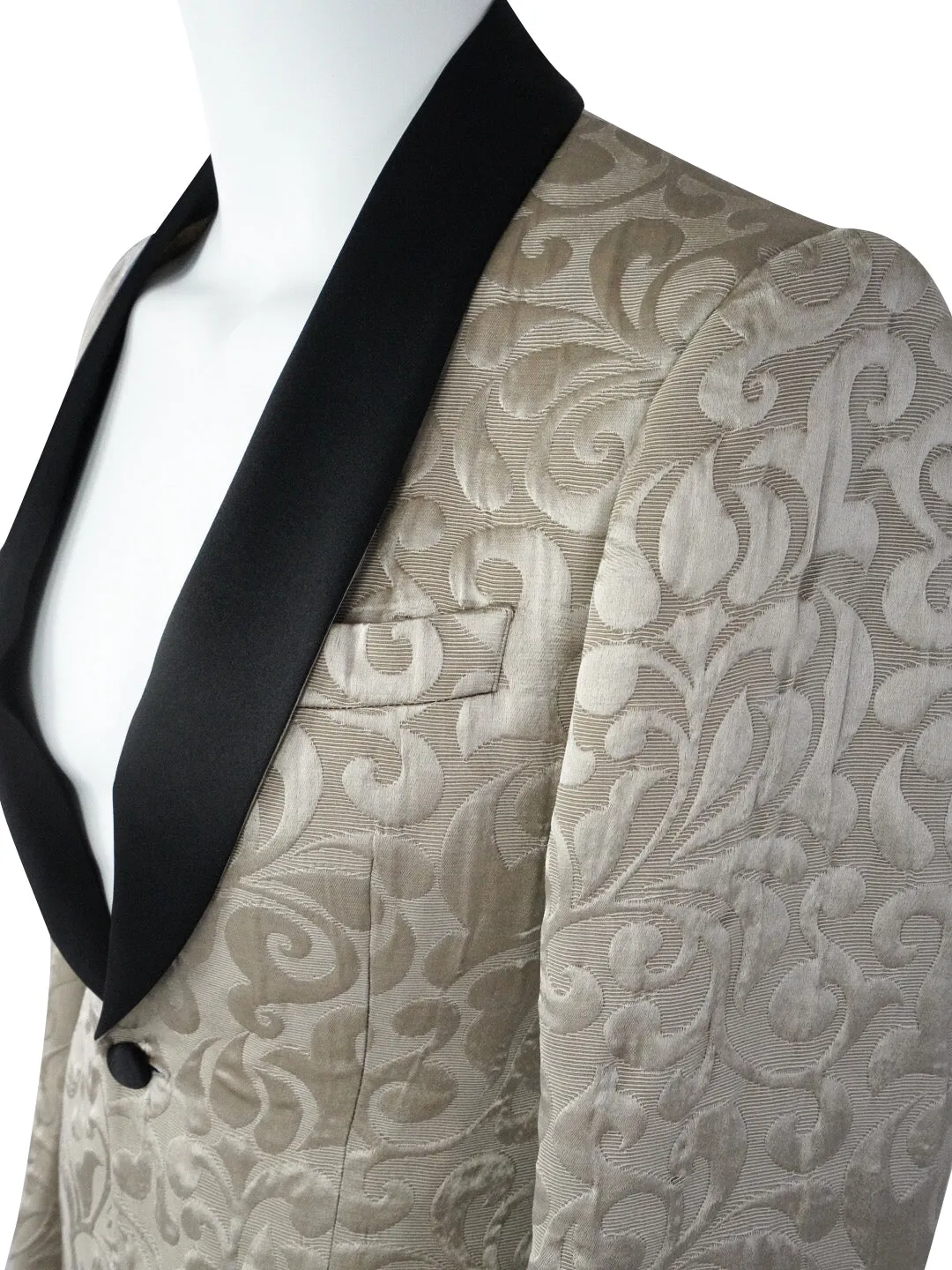 Champagne Oro and Black Paisley Dinner Jacket