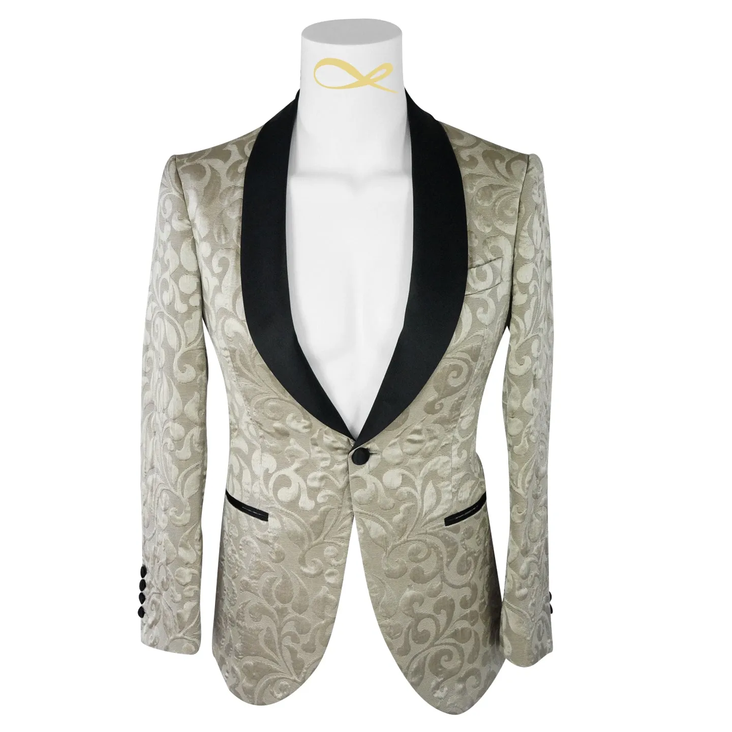 Champagne Oro and Black Paisley Dinner Jacket