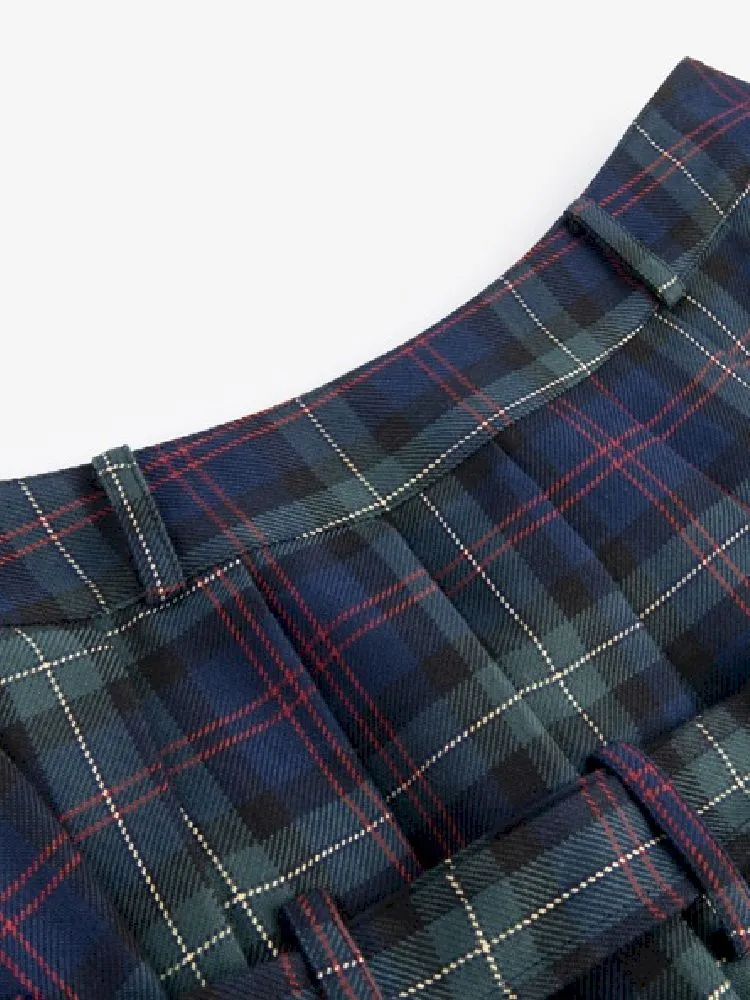 Checkered Patchwork Pleated Skirt【s0000005405】