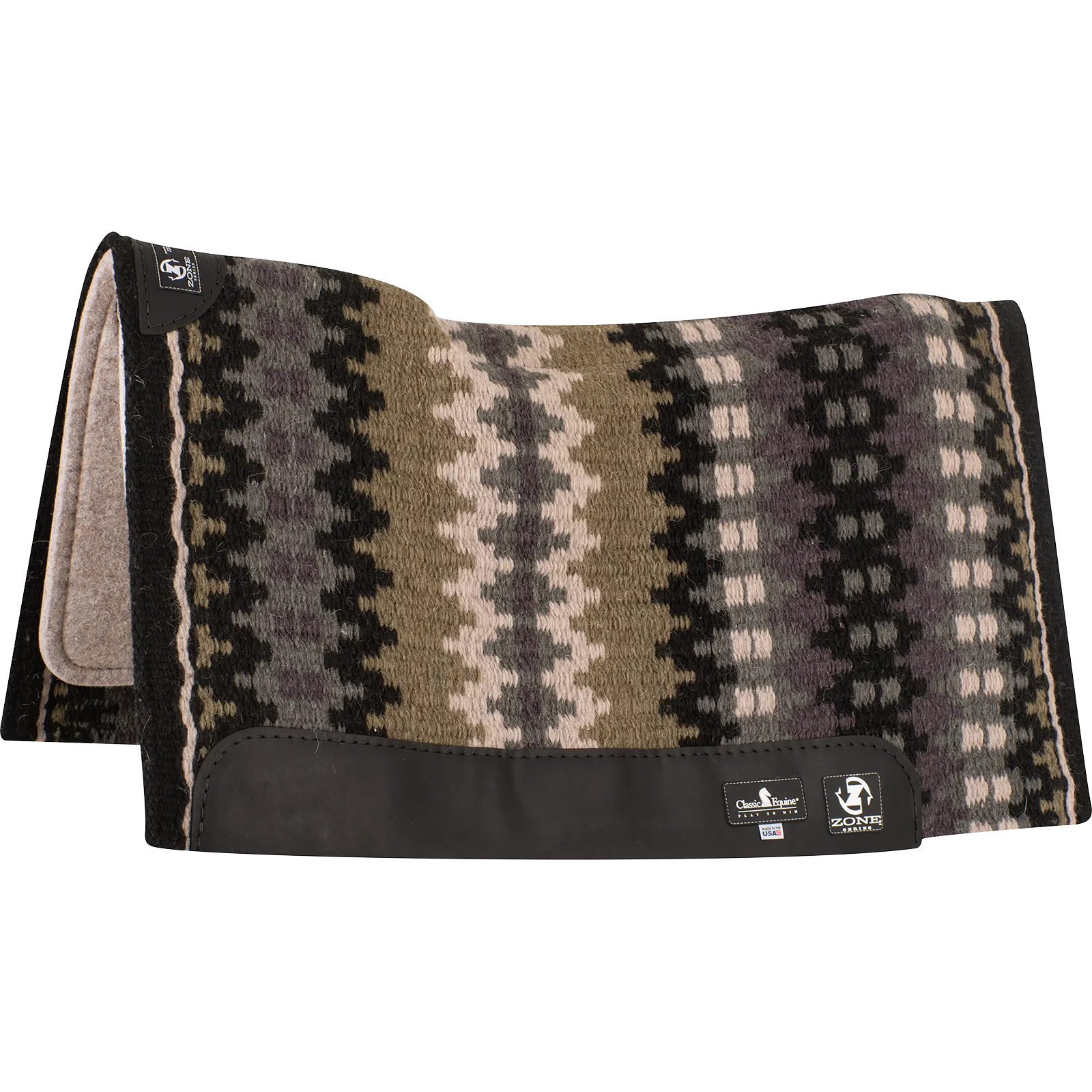 Classic Equine 34"X38" 1" Zone Blanket Top Saddle Pad- Black/Cashmere