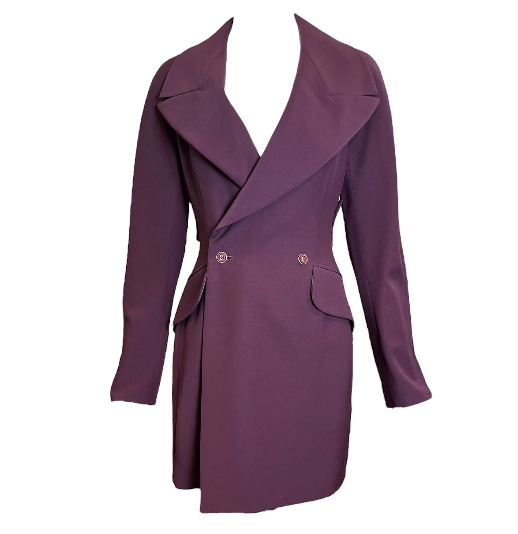 Claude Montana 1990s Eggplant Colored Skirt Suit, New/Old