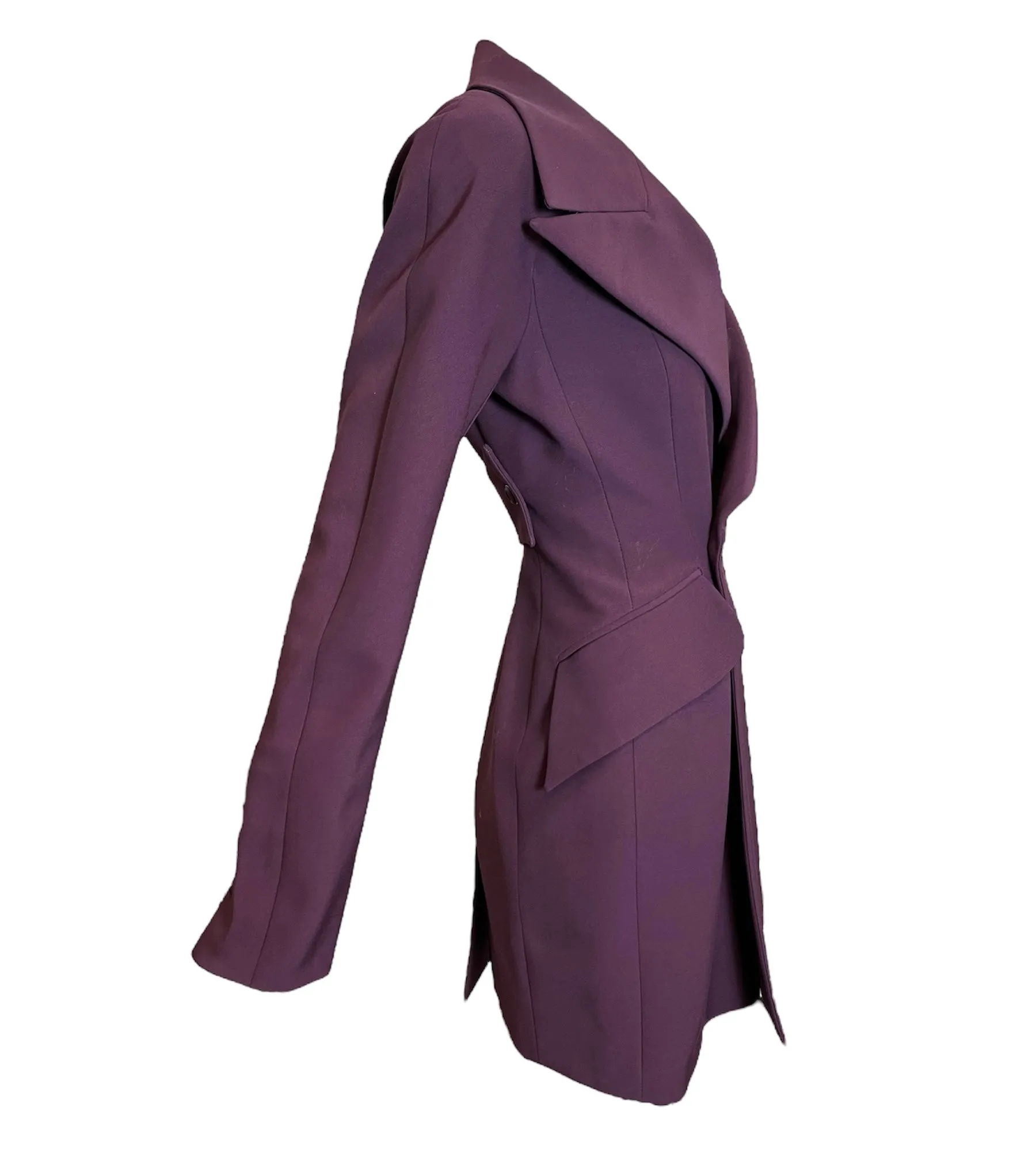 Claude Montana 1990s Eggplant Colored Skirt Suit, New/Old