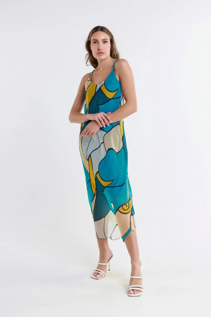 Desert Moon Rachel Silk Midi Dress (DT224D)