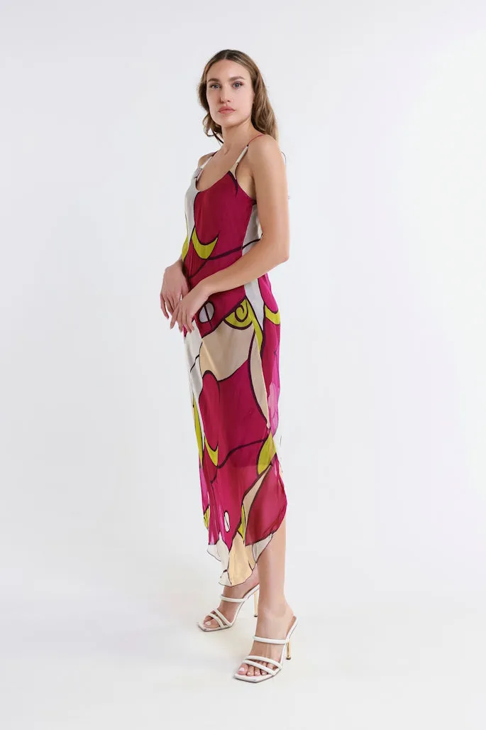 Desert Moon Rachel Silk Midi Dress (DT224D)