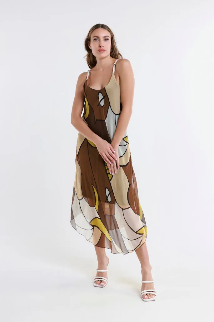 Desert Moon Rachel Silk Midi Dress (DT224D)