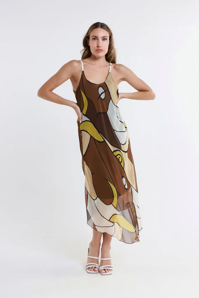 Desert Moon Rachel Silk Midi Dress (DT224D)