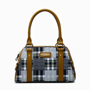 Doctor Bag - Navy/White Patchwork Plaid