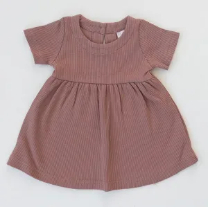 DUSTY ROSE RIBBED DRESS