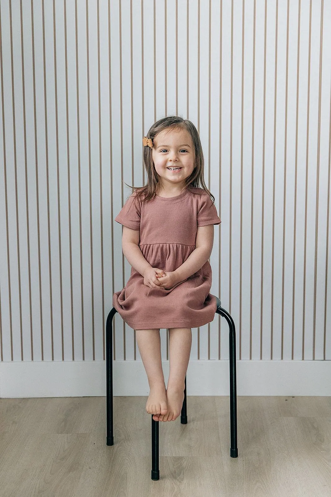 DUSTY ROSE RIBBED DRESS