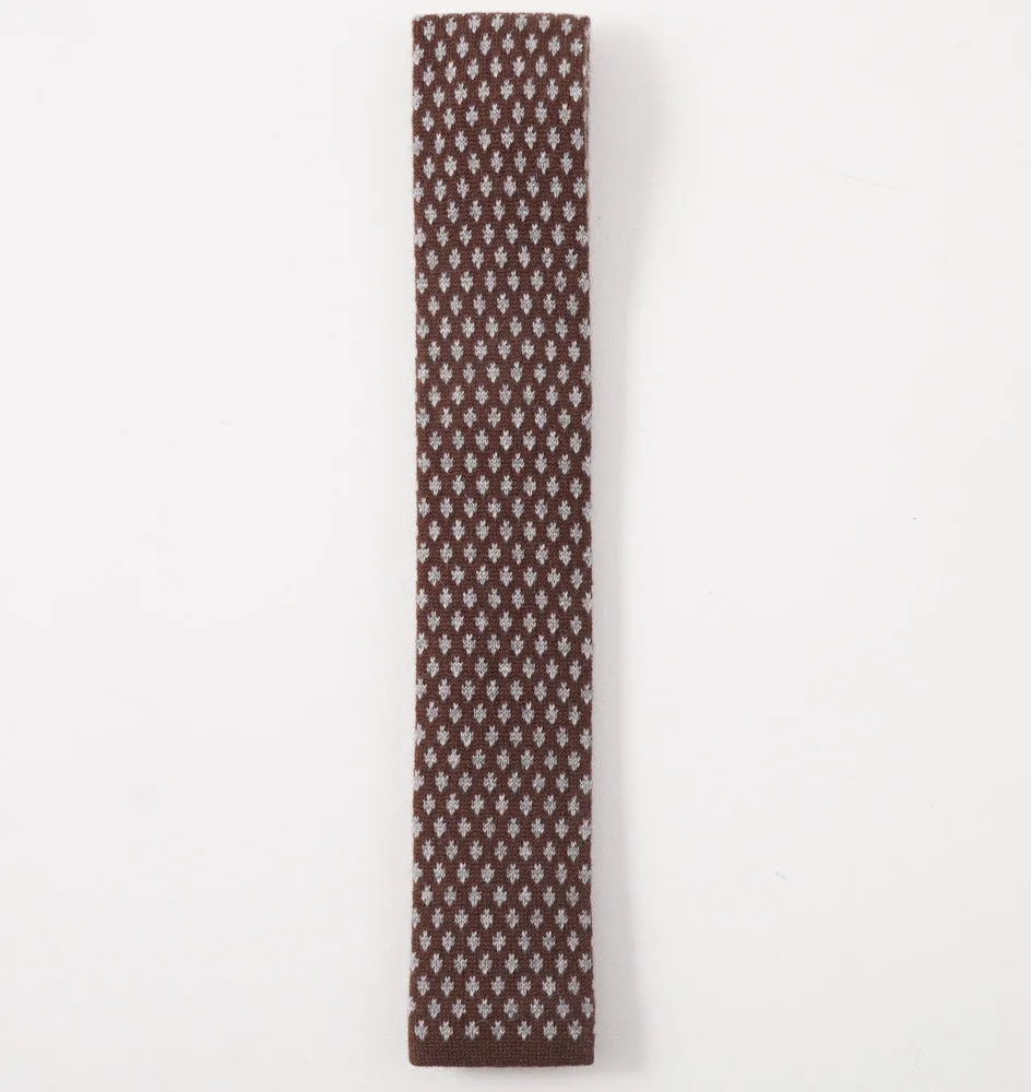 E. Marinella Brown and Gray Knit Cashmere Tie