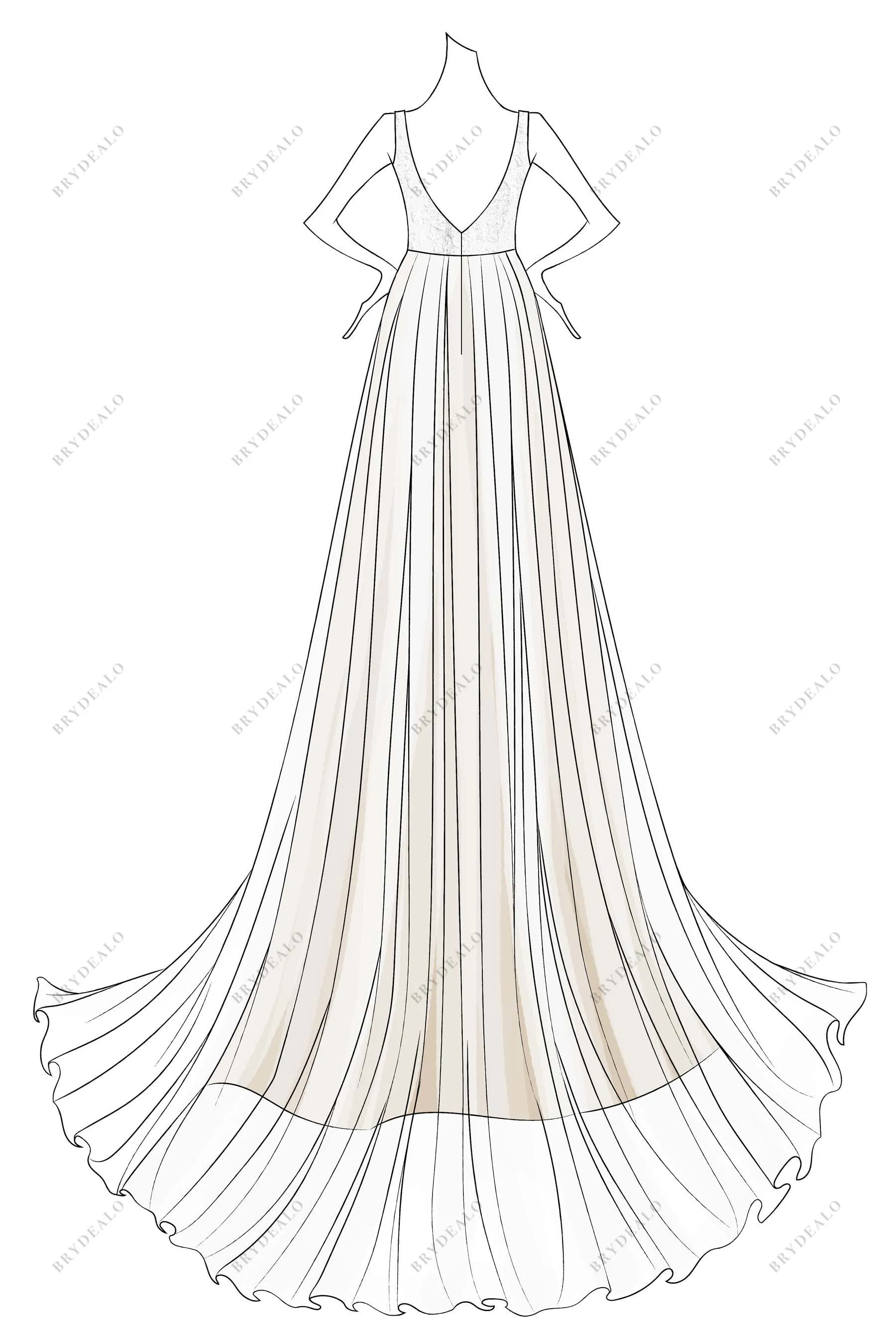 Ethereal Illusion Neck Lace Designer Wedding Dress Sketch