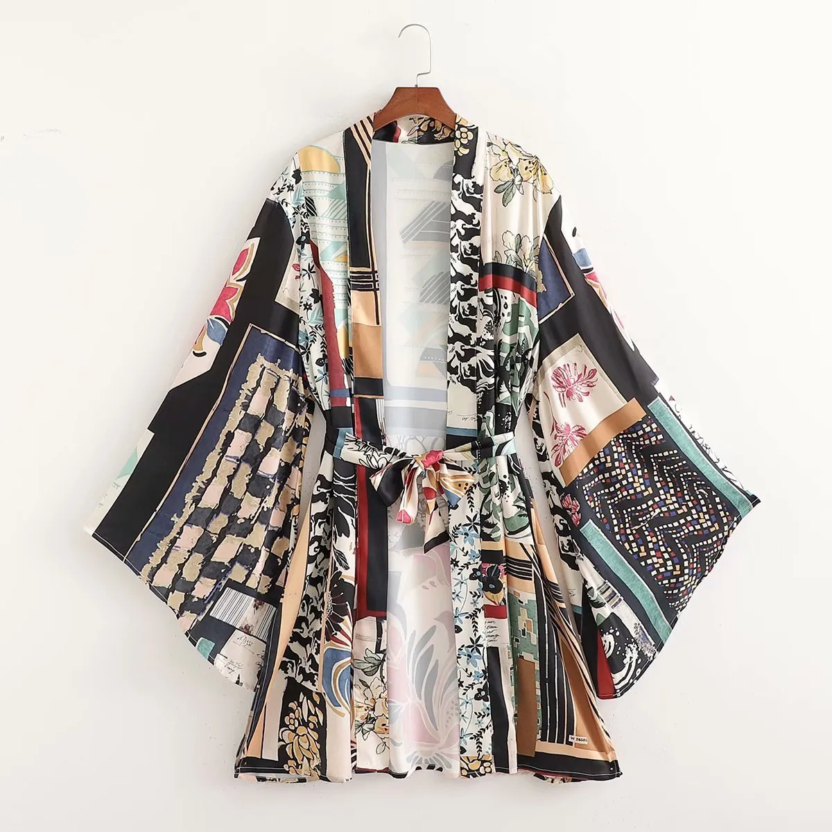 European Station Patchwork Kimono Coat