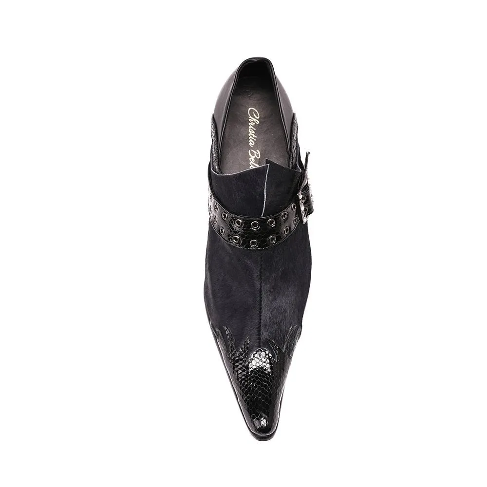 ExoticLux Leather Pointed Toe Dress Loafers