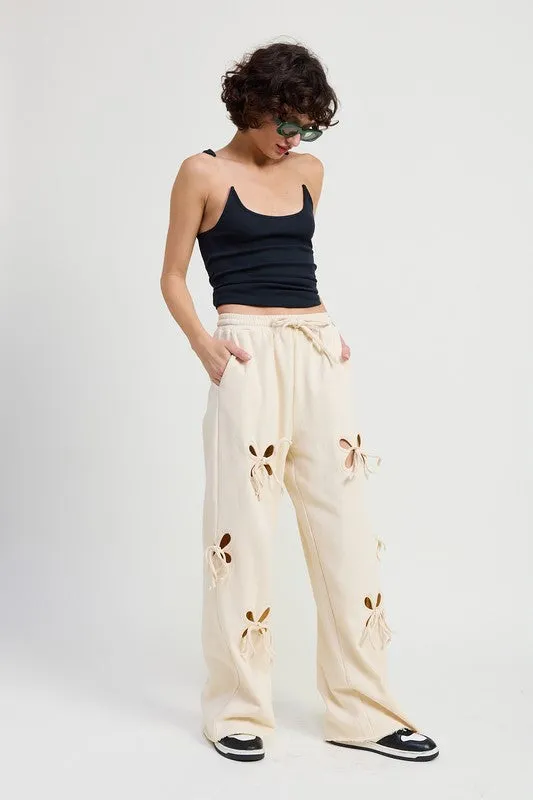 FRENCH TERRY PANTS WITH CUTOUT DETAIL