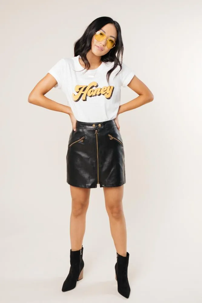 Harvey Vegan Leather Skirt in Black-FINAL SALE