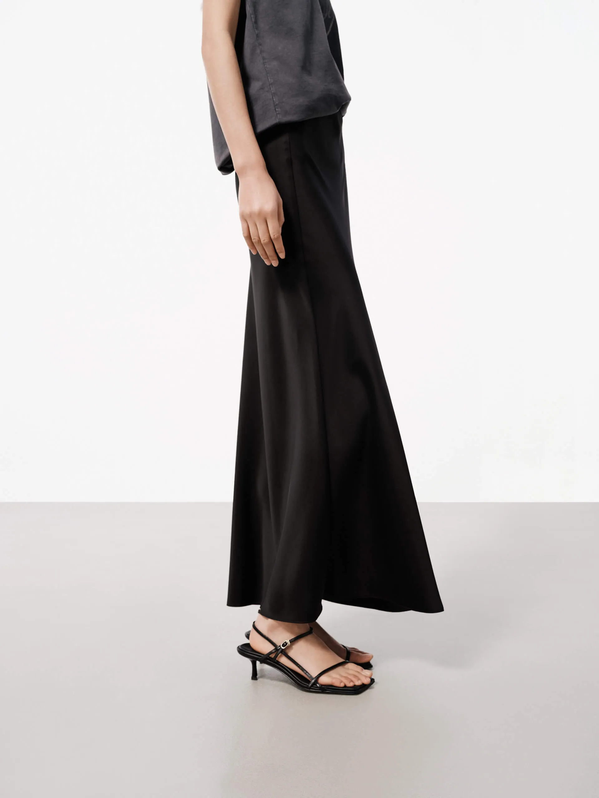 High Waist Maxi Satin Skirt