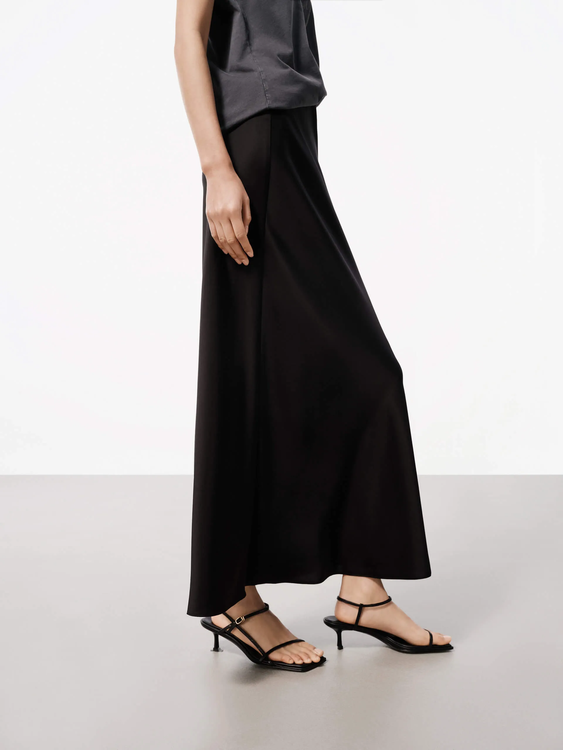 High Waist Maxi Satin Skirt