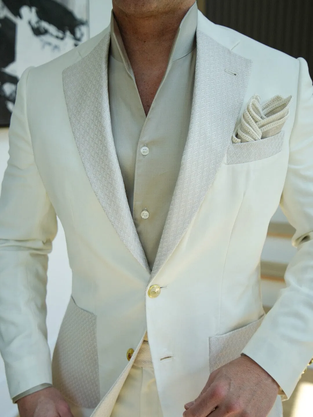 Ivory Latte Herringbone Hampton Jacket