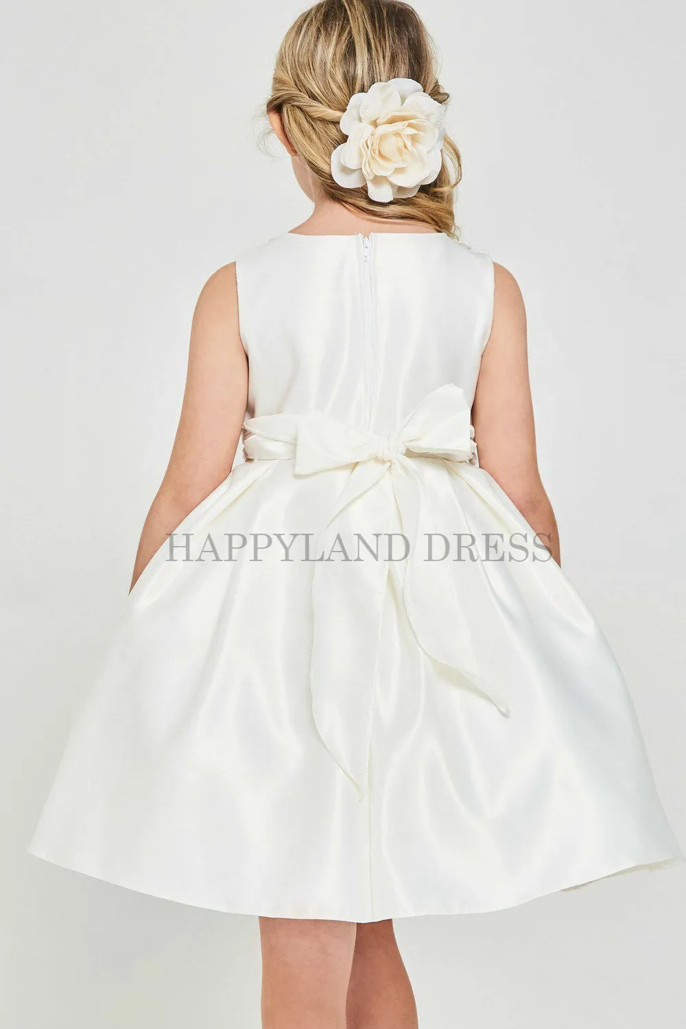 Ivory Satin V-Neck Dress with D836