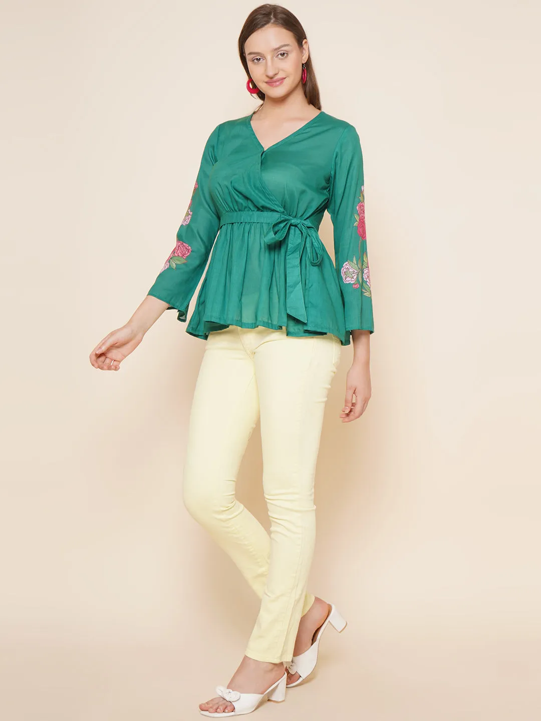 Jashvi Green Printed Top