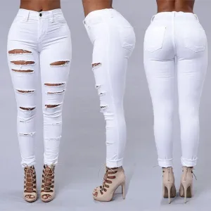 LovelyRLovely Women's High Waist Pencil Ripped Jeans