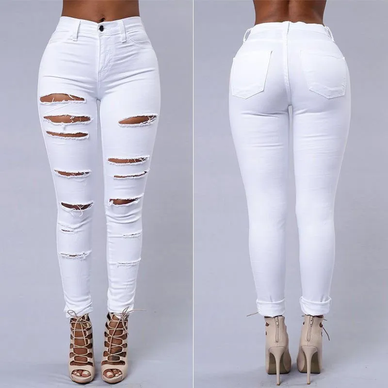 LovelyRLovely Women's High Waist Pencil Ripped Jeans