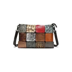 Luxe Exotic Leather Patchwork Crossbody Bag